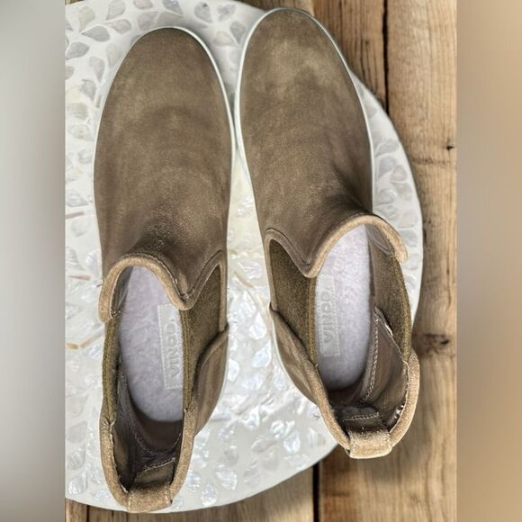 Vince Warren $295 Leather Water Resistant Suede Genuine Shearling Sneaker Boots - Picture 8 of 10